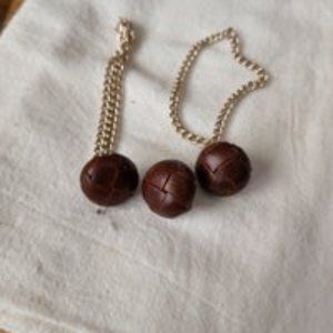 3 woven leather buttons vintage
